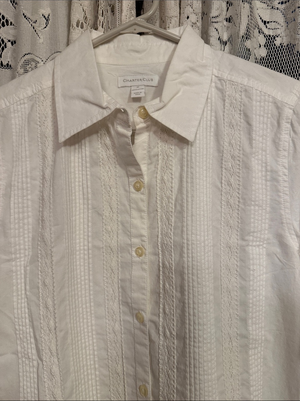 Charter Club white Button-Front Cotton Shirt - Picture 4 of 9